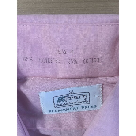 Vintage Kmart Permanent Press Pink Long Sleeve Dress Shirt Button Up Mens 15.5 - Picture 11 of 12